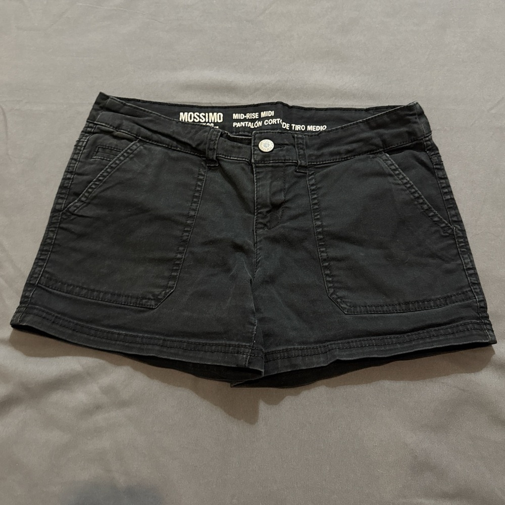 Women's mid rise but more like low rise Black Denim Shorts